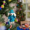 Sjaal met Verhaal kerst ornament Shopaholic poedel turquoise 5 x 11 x 13 cm