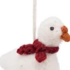Sjaal met Verhaal kerst ornament gans met sjaal wit 4 x 10 x 8 cm