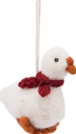Sjaal met Verhaal kerst ornament gans met sjaal wit 4 x 10 x 8 cm