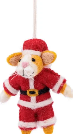Sjaal met Verhaal kerst ornament kat kerstman rood / wit / bruin 5 x 9 x 11 cm