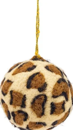 Sjaal met Verhaal kerst ornament Panter bal beige D 5 cm