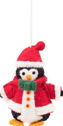 Sjaal met Verhaal kerst ornament pinguïn kerstman rood / wit / zwart 4 x 9 x 12 cm