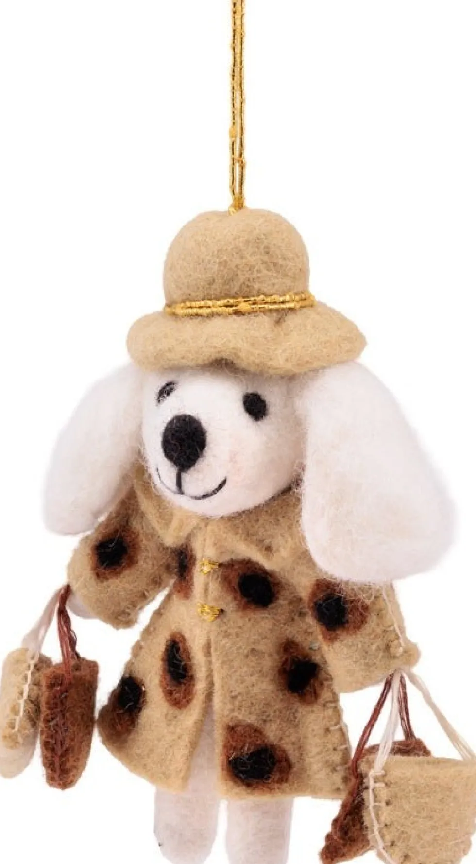 Sjaal met Verhaal kerst ornament Shopaholic poedel beige 5 x 11 x 13 cm