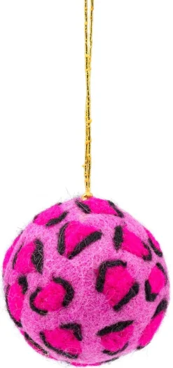 Sjaal met Verhaal kerst ornament Panter bal roze D 5 cm
