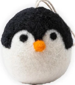 Sjaal met Verhaal kerst ornament Kepala pinguïn bol wit / zwart 7 x 7 x 6 cm