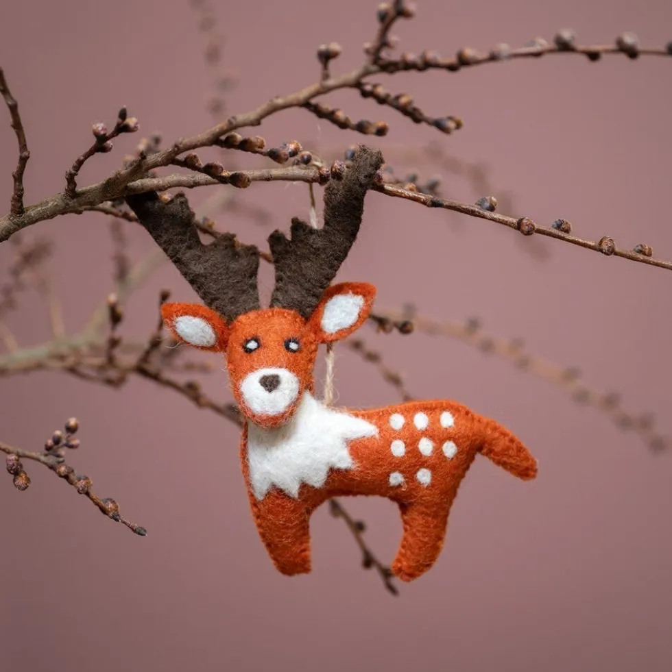 Sjaal met Verhaal kerst ornament Metsa hert bruin 4 x 12 x 12 cm