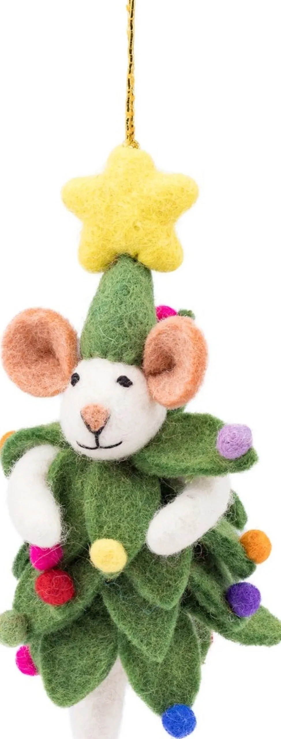 Sjaal met Verhaal kerst ornament kerstboom muis groen / wit 6 x 8 x 15 cm