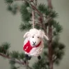 Sjaal met Verhaal kerst ornament schaap wit / rood 6 x 10 x 9 cm