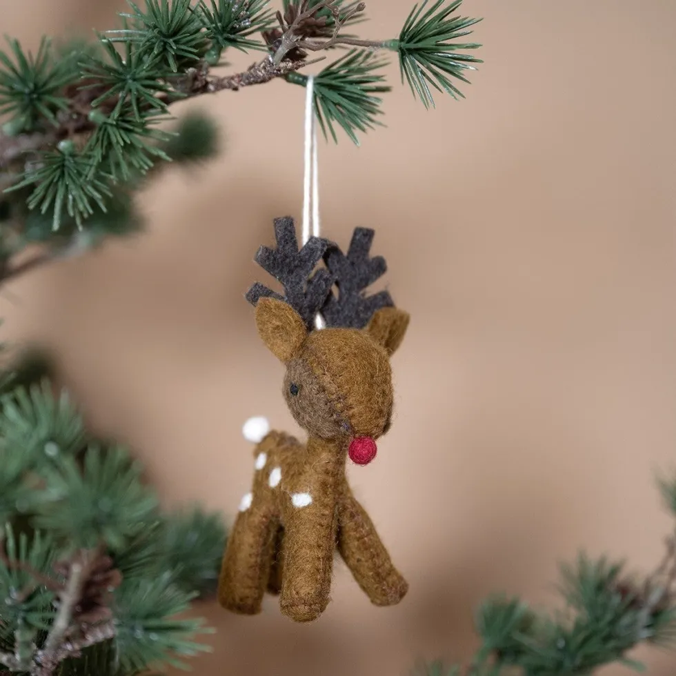 Sjaal met Verhaal kerst ornament Gari rendier gember bruin 4 x 7 x 12 cm