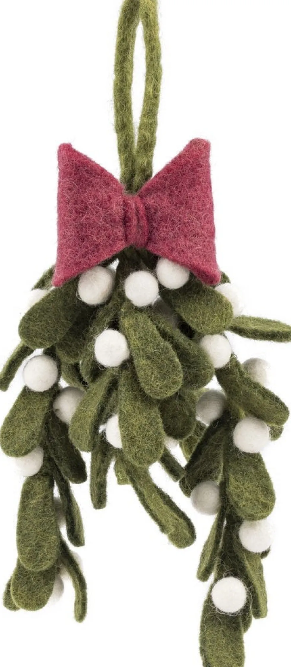 Sjaal met Verhaal kerst ornament maretak groen / wit / rood 26 x 14 x 5 cm