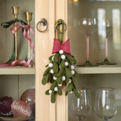 Sjaal met Verhaal kerst ornament maretak groen / wit / rood 26 x 14 x 5 cm