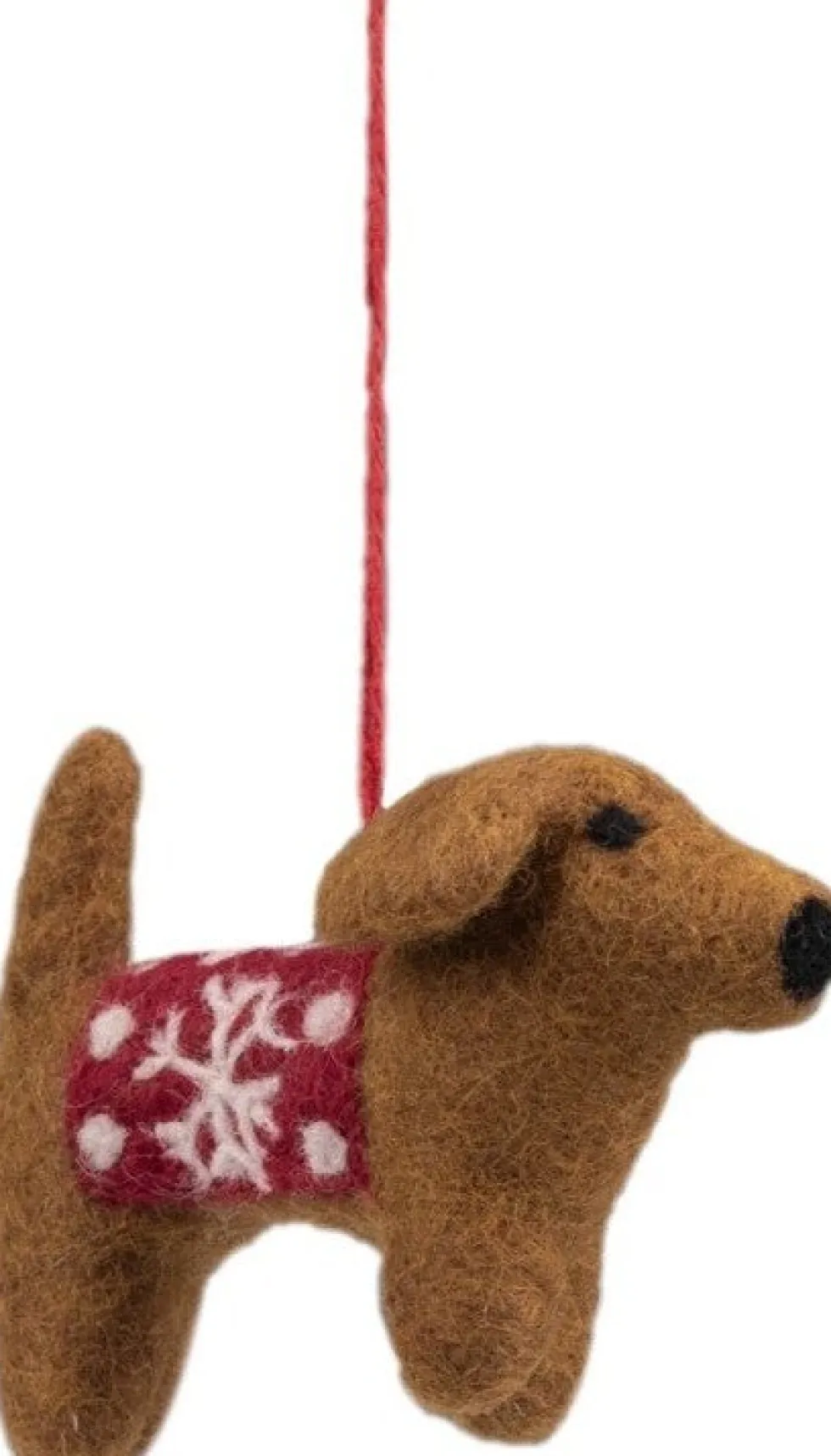 Sjaal met Verhaal kerst ornament Cane teckel bruin / rood 3 x 12 x 7 cm