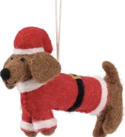 Sjaal met Verhaal kerst ornament teckel kerstman 13 x 6 x 10 cm