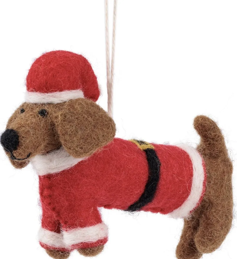 Sjaal met Verhaal kerst ornament teckel kerstman 13 x 6 x 10 cm