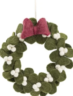Sjaal met Verhaal kerst ornament krans groen / wit / rood D 16 H 5 cm