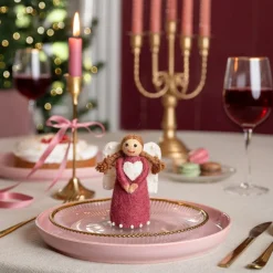 Sjaal met Verhaal kerst ornament kerstengel bordeaux 5 x 10 x 12 cm