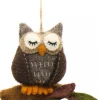 Sjaal met Verhaal kerst ornament Metsa uil bruin / grijs 4 x 11 x 9 cm