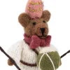 Sjaal met Verhaal kerst ornament beer trommel crème / bruin 7 x 8 x 15 cm