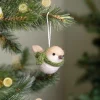 Sjaal met Verhaal kerst ornament vogeltje crème 6 x 12 x 8 cm