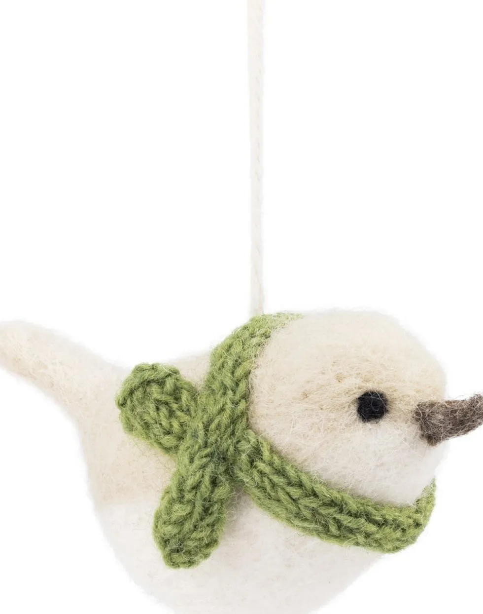 Sjaal met Verhaal kerst ornament vogeltje crème 6 x 12 x 8 cm