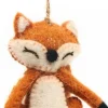 Sjaal met Verhaal kerst ornament Metsa vos bruin / wit 4 x 6 x 10 cm