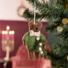 Sjaal met Verhaal kerst ornament meneer beer groen / bruin 5 x 9 x 13 cm
