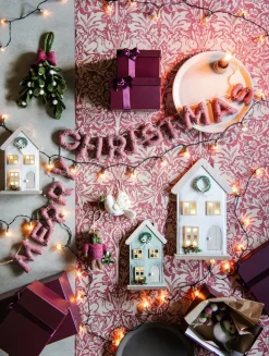 Sjaal met Verhaal kerstslinger merry christmas roze 20 x 30 x 5 cm