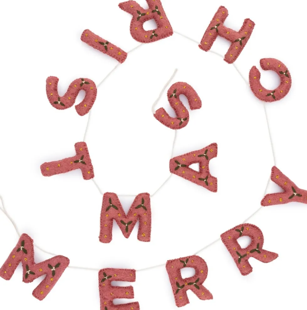 Sjaal met Verhaal kerstslinger merry christmas roze 20 x 30 x 5 cm