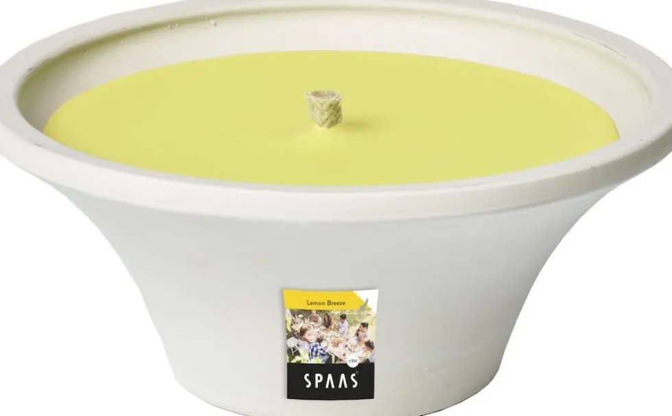 Spaas citronellakaars Lemon Breeze fruitig geel 9 uur D 17,5 H 7,5 cm