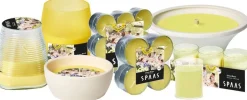 Spaas citronellakaars Lemon Breeze fruitig geel 9 uur D 17,5 H 7,5 cm