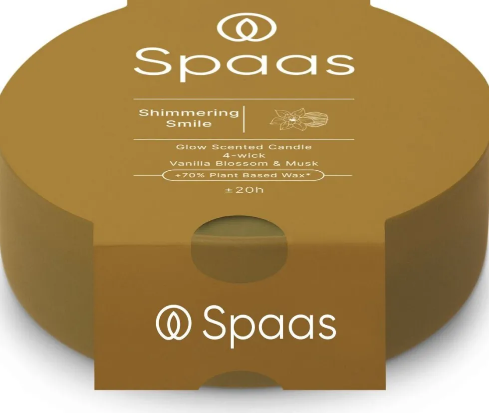 Spaas geurkaars Essential collection Shimmering Smile beige 20 uur D 13 H 4,5 cm