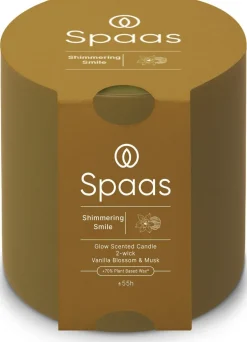 Spaas geurkaars Essential collection Shimmering Smile beige 55 uur D 10 H 10 cm