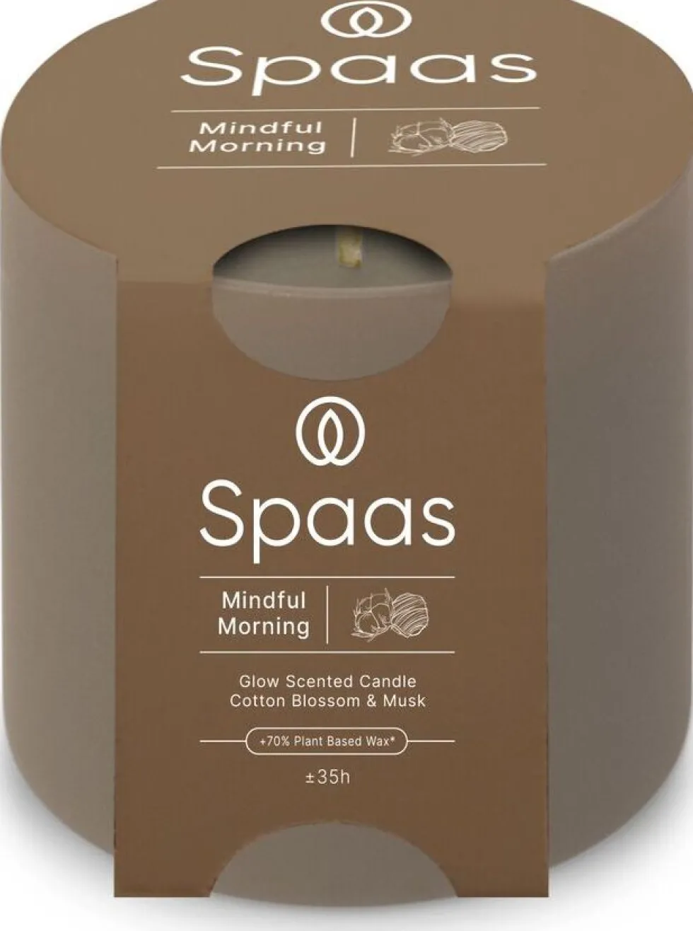 Spaas geurkaars Essential collection Mindful Morning taupe 35 uur D 7 H 7 cm