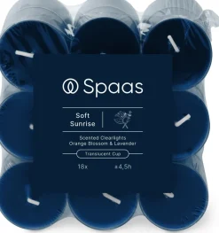 Spaas geurkaars Essential collection Soft Sunrise blauw 4,5 uur D 3,5 H 1,6 cm 18 stuks
