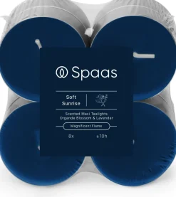 Spaas geurkaars Essential collection Soft Sunrise blauw 10 uur D 6 H 2,1 cm 8 stuks