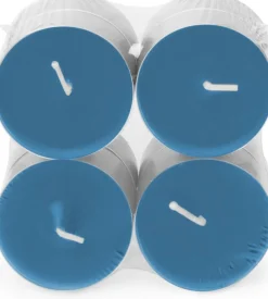 Spaas geurkaars Essential collection Soft Sunrise blauw 10 uur D 6 H 2,1 cm 8 stuks