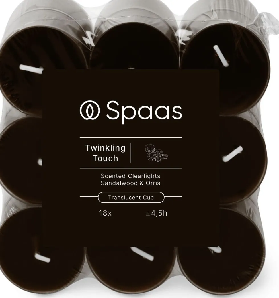 Spaas geurkaars Essential collection Twinkling Touch bruin 4,5 uur D 3,5 H 1,6 cm 18 stuks