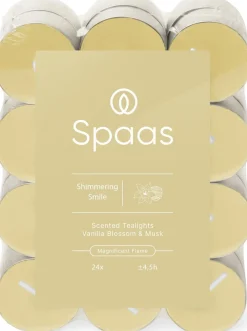 Spaas geurkaars Essential collection Shimmering Smile beige 4,5 uur D 3,9 H 1,6 cm 24 stuks