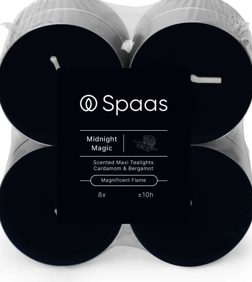 Spaas geurkaars Essential collection Midnight Magic blauw 10 uur D 6 H 2,1 cm 8 stuks