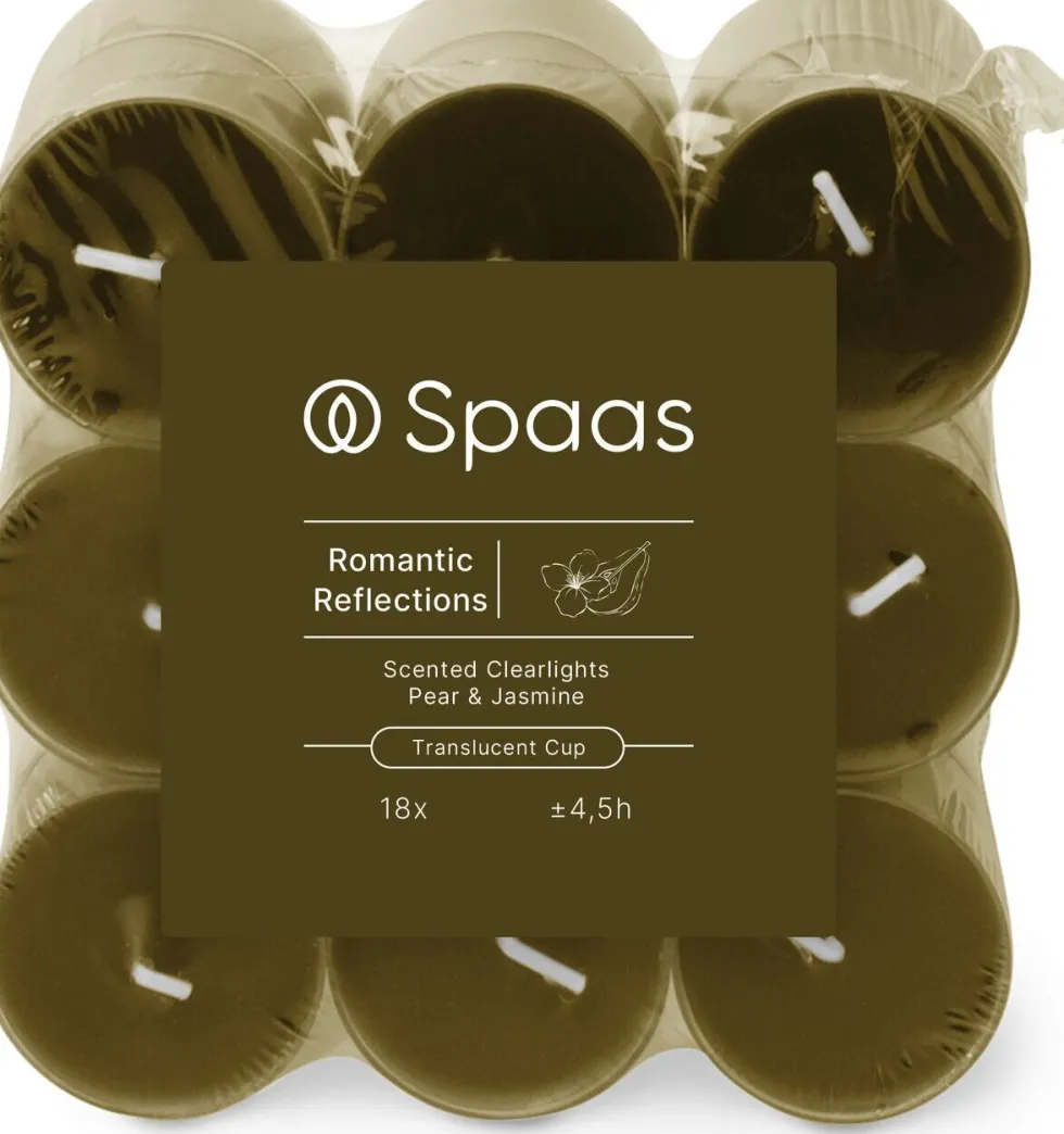 Spaas geurkaars Essential collection Romantic Reflect groen 4,5 uur D 3,5 H 1,6 cm 18 stuks