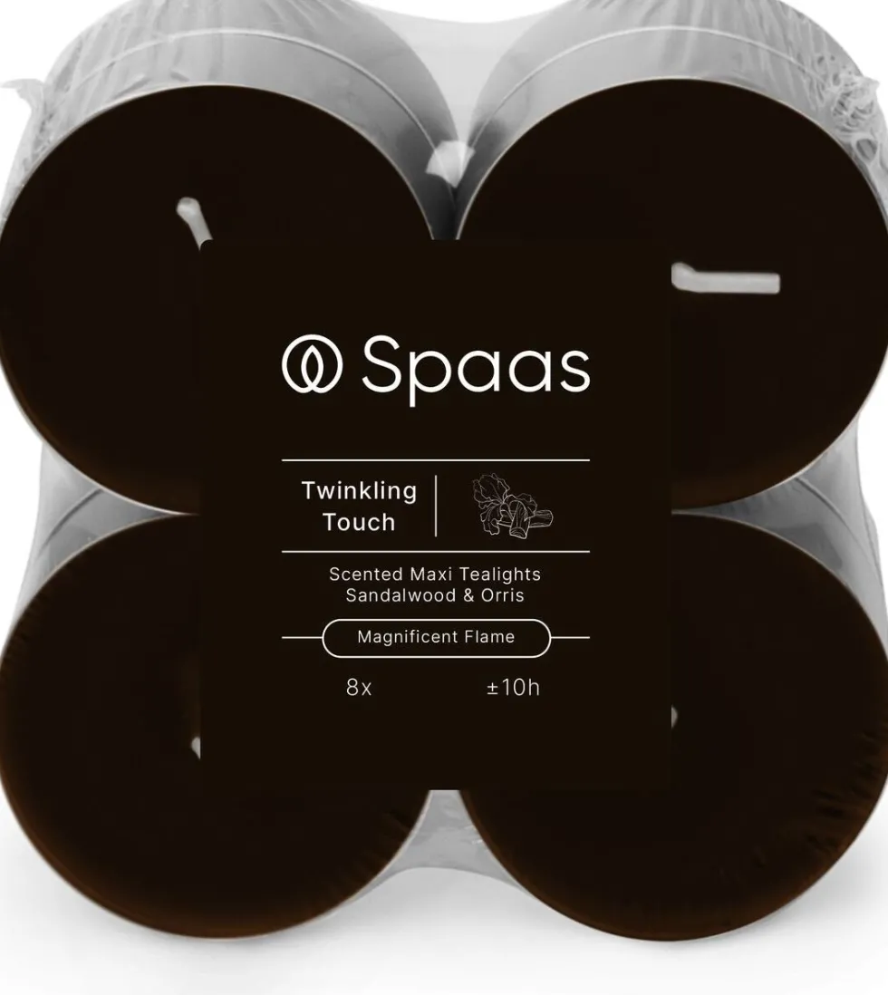 Spaas geurkaars Essential collection Twinkling Touch bruin 10 uur D 6 H 2,1 cm 8 stuks