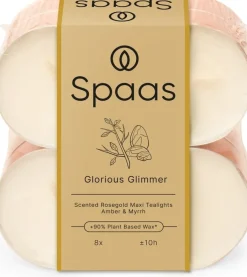 Spaas geurkaars Iconic Collection Glorius Glimmer crème 10 uur D 6 H 2,1 cm 8 stuks