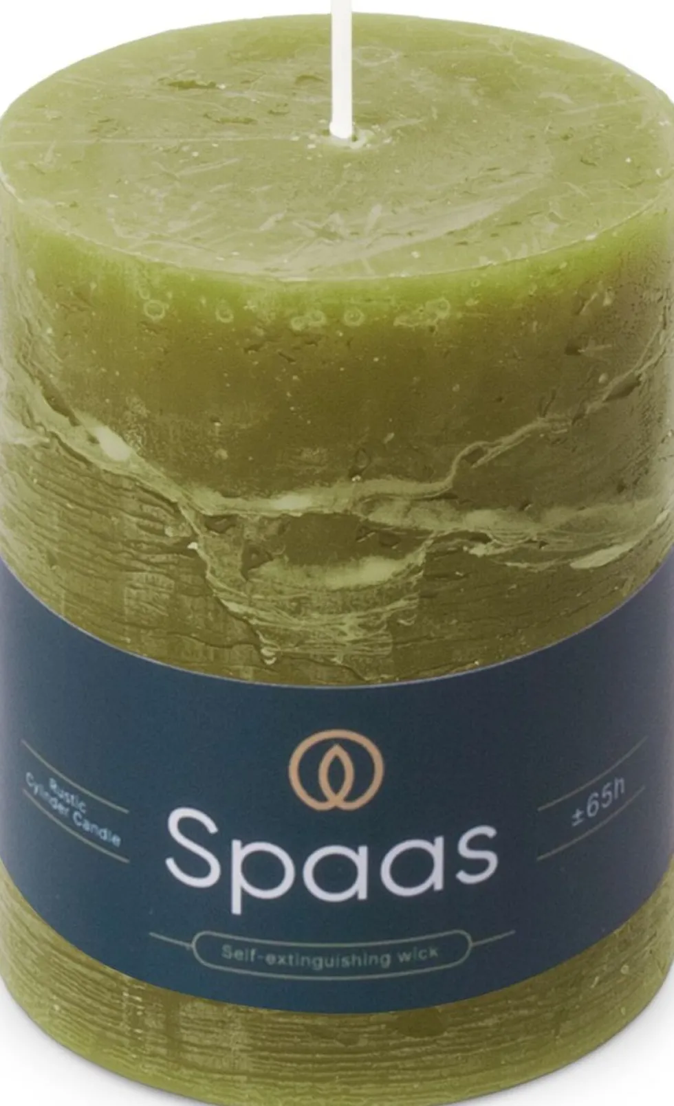 Spaas stompkaars Essential collection olijf 65 uur D 8 H 11 cm