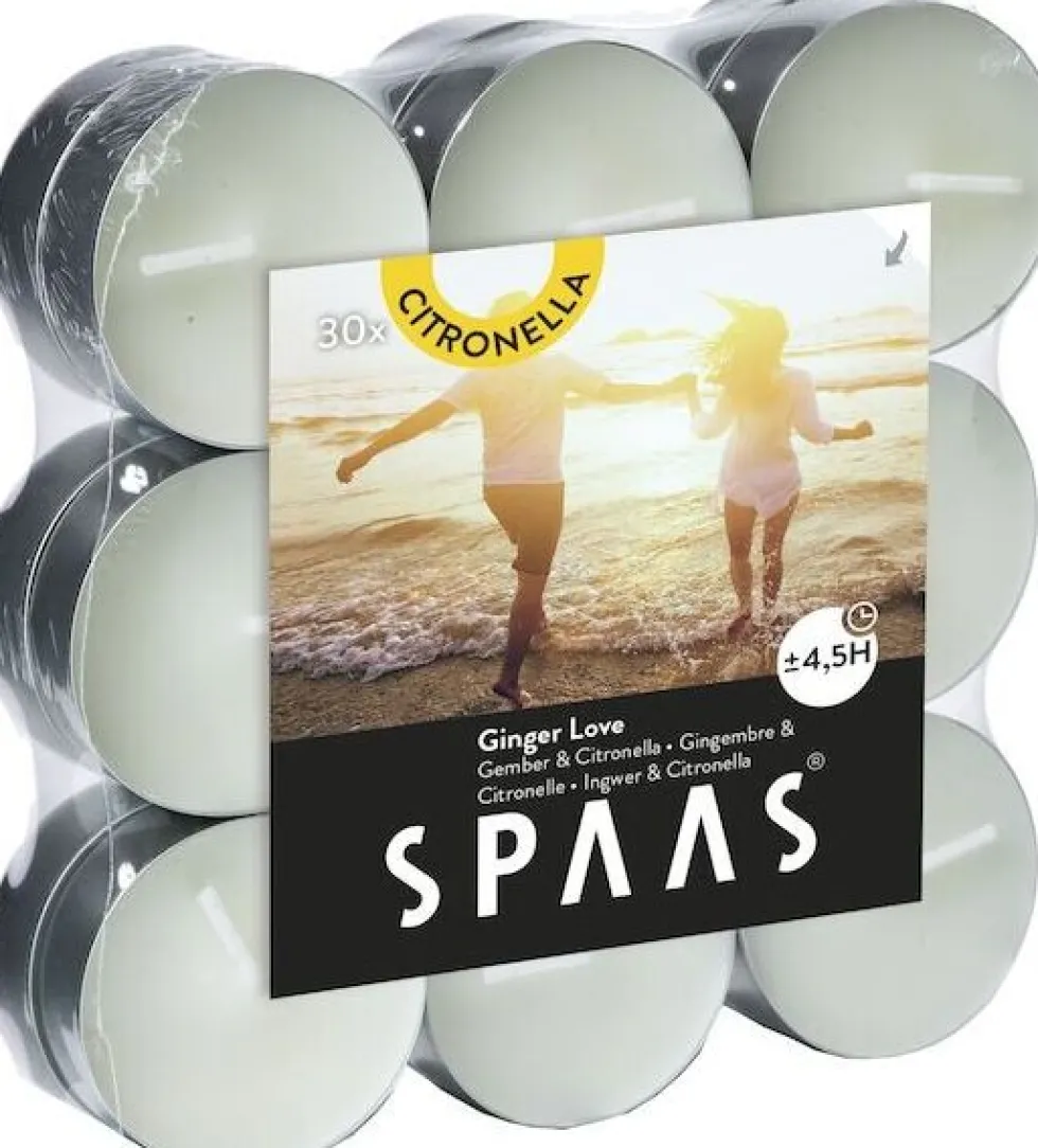 Spaas waxinelichten Canny ginger love wit 4,5 uur 18 stuks D 11,8 H 3,2 cm