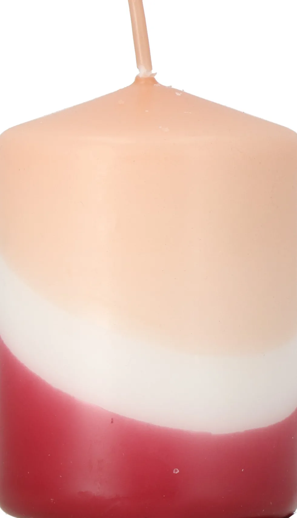 Stompkaars Duo Dipped beige / wit / rood 8 uur D 7 H 10 cm