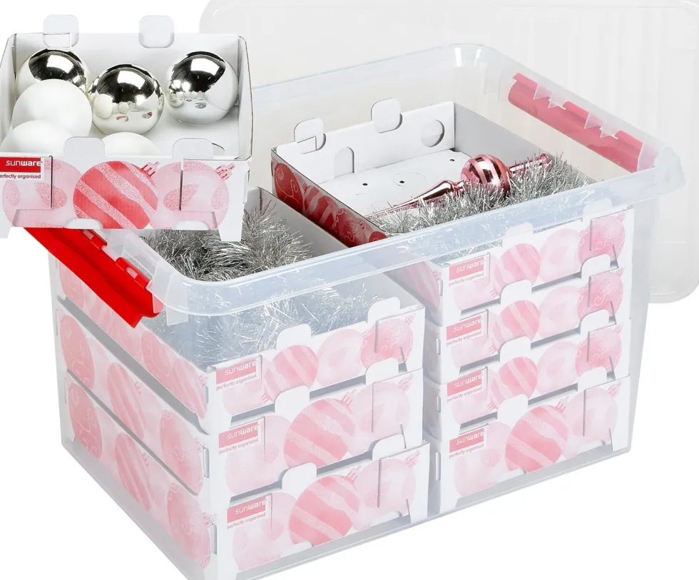 Sunware Q-Line kerstballen opbergbox en trays voor 116 kerstballen 60 x 40 x 34 cm