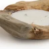 Tierra Outdoor kaars in pot Bowl Teak naturel 34 uur 40 x 40 x 8 cm