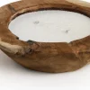 Tierra Outdoor kaars in pot Bowl Teak naturel 24 uur 30 x 30 x 8 cm