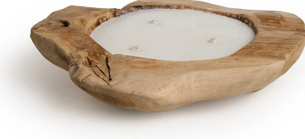 Tierra Outdoor kaars in pot Bowl Teak naturel 40 uur 50 x 50 x 12 cm