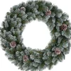 Triumph Tree kerstkrans Empress besneeuwd met dennenappels 96 LED lampjes warm wit D 90 H 8,5 cm